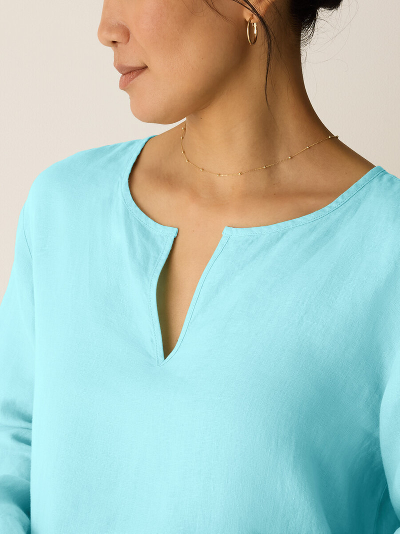 Organic Handkerchief Linen Split Neck Top 5