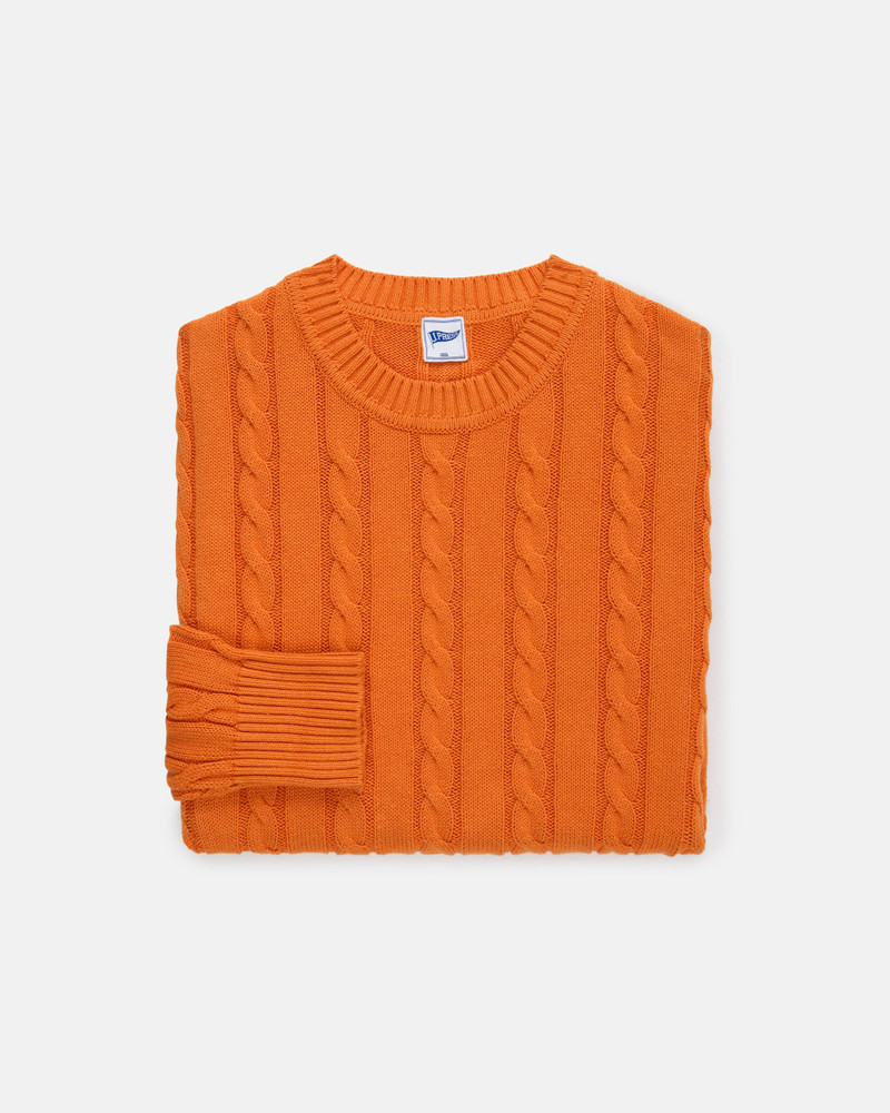 ORANGE LINEN/COTTON CABLE KNIT SWEATER 1