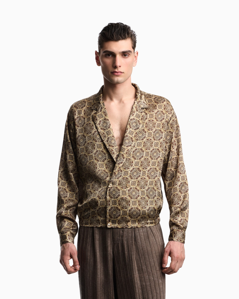 DOUBLE-BREASTED SATIN SHIRT WITH ALL-OVER PRINT 3
