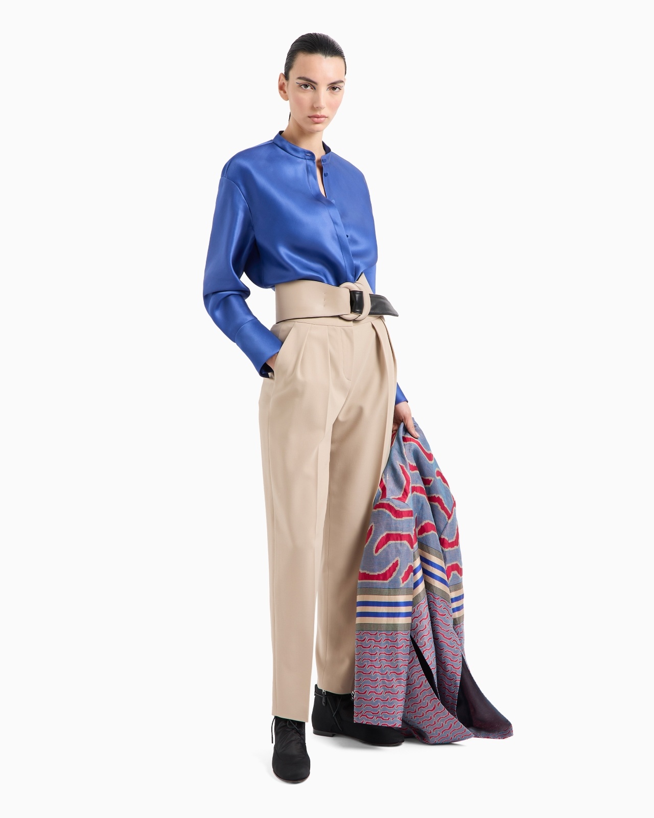 SINGLE-BREASTED LONG JACKET IN COTTON, LINEN AND SILK JACQUARD - 2