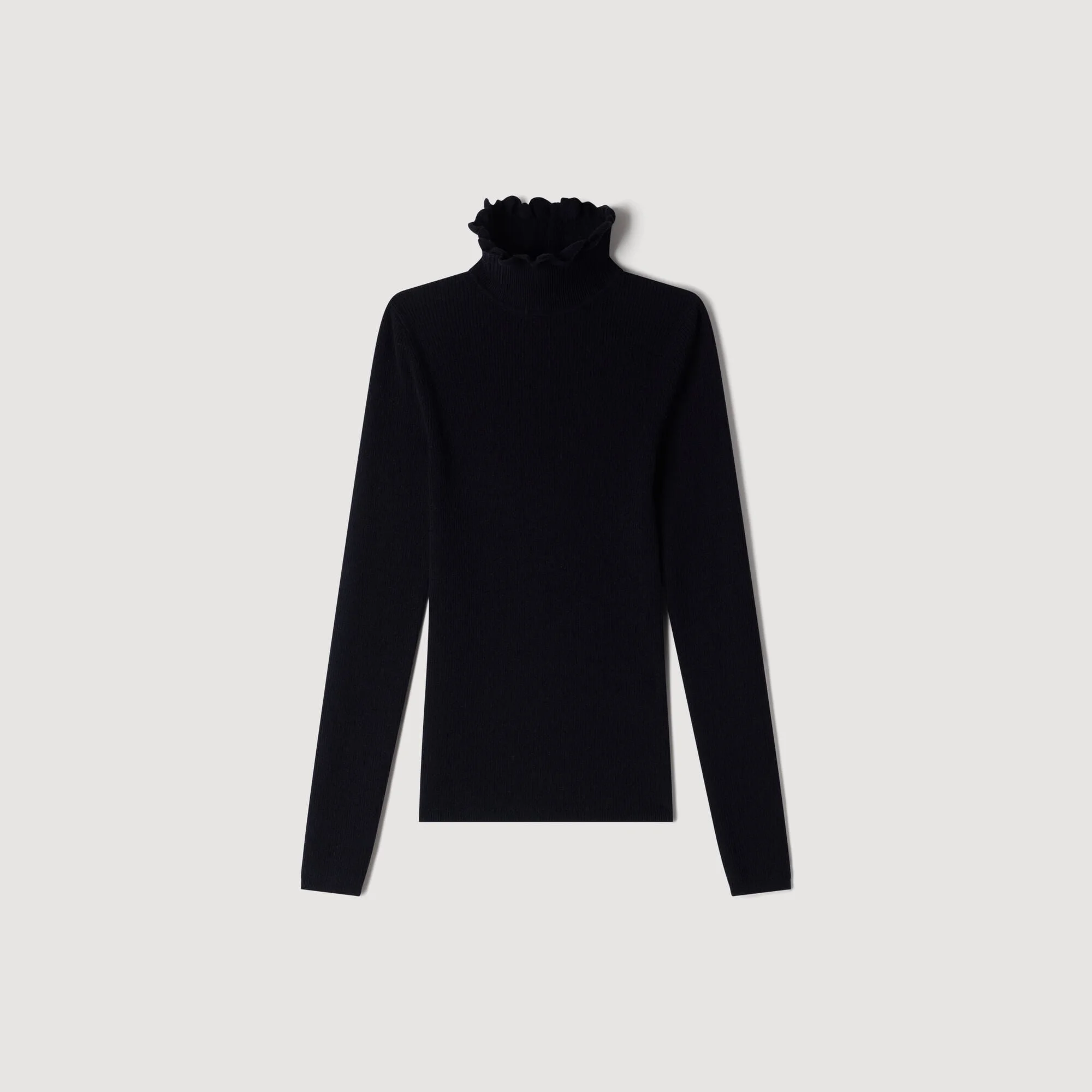 RUFFLED TURTLENECK WOOL SWEATER - 1