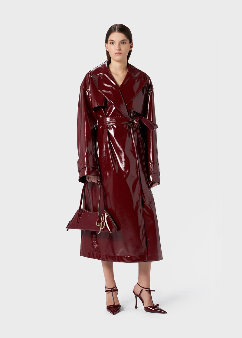 Blumarine PATENT TRENCH COAT WITH BELT outlook