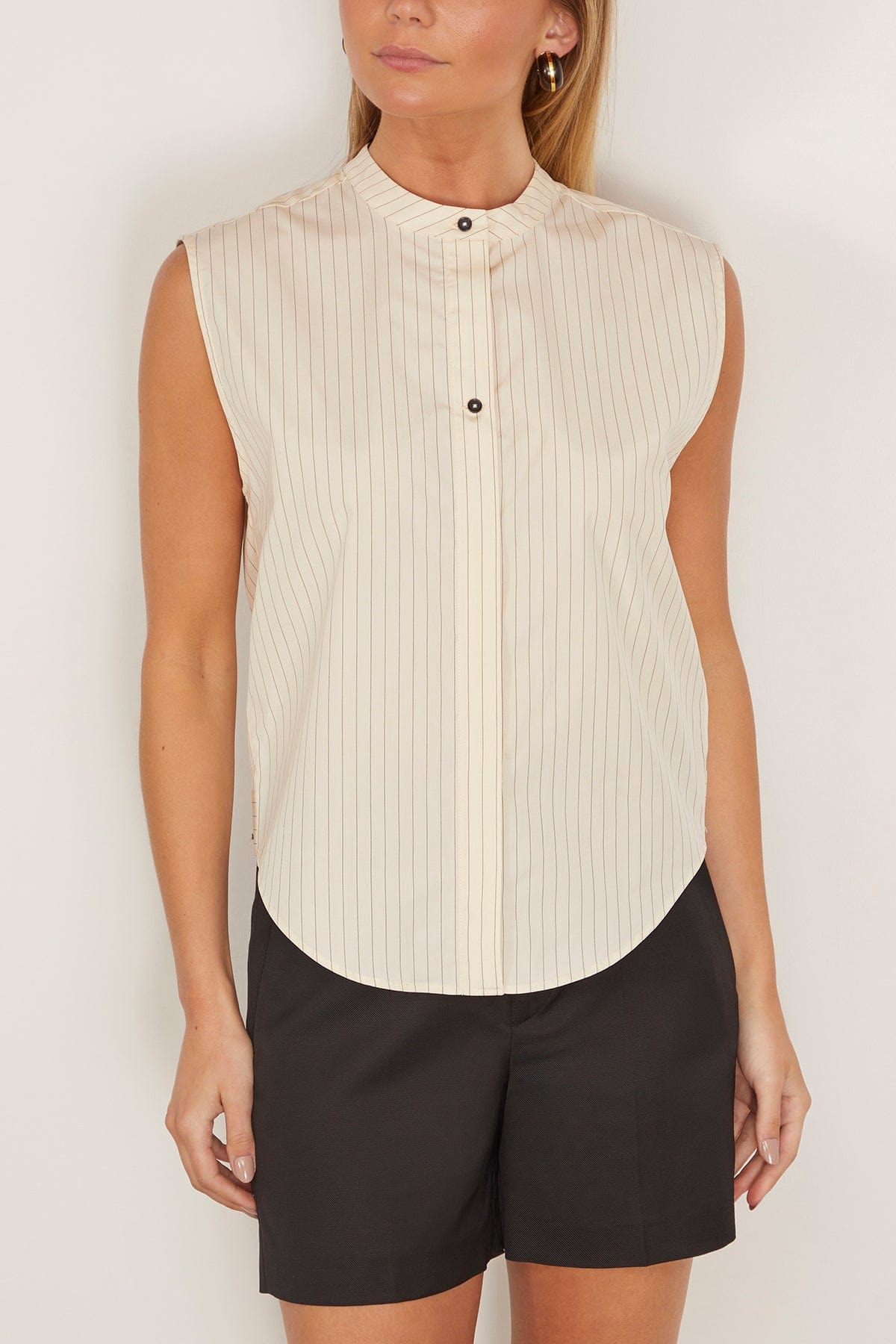 Hale Stripes Sleeveless Boxy Top in Ivory/Black - 3