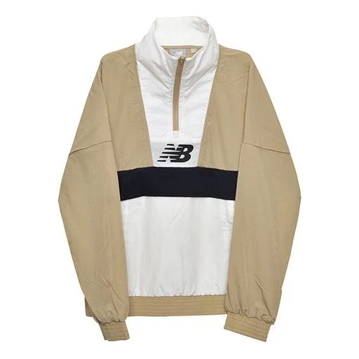 (WMNS) New Balance Woven Stand Collar Half Zipper Casual Jacket Milky White NA933012-IV - 1