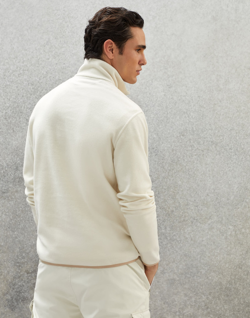 Brunello Cucinelli Cashmere and cotton turtleneck sweatshirt with half zipper and embroidery outlook