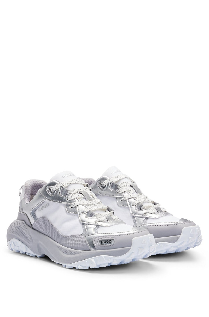 MIXED-MATERIAL LACE-UP SNEAKERS WITH METALLIC DETAILS 2