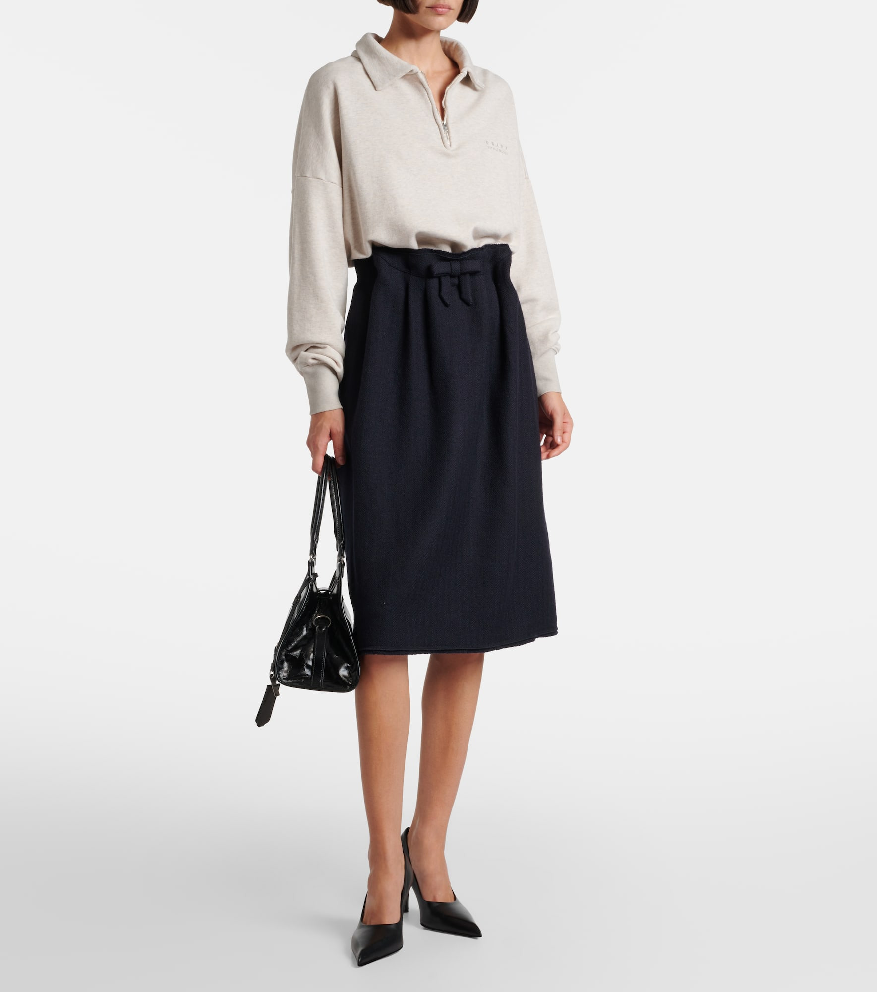 Chevron pleated virgin wool midi skirt - 2