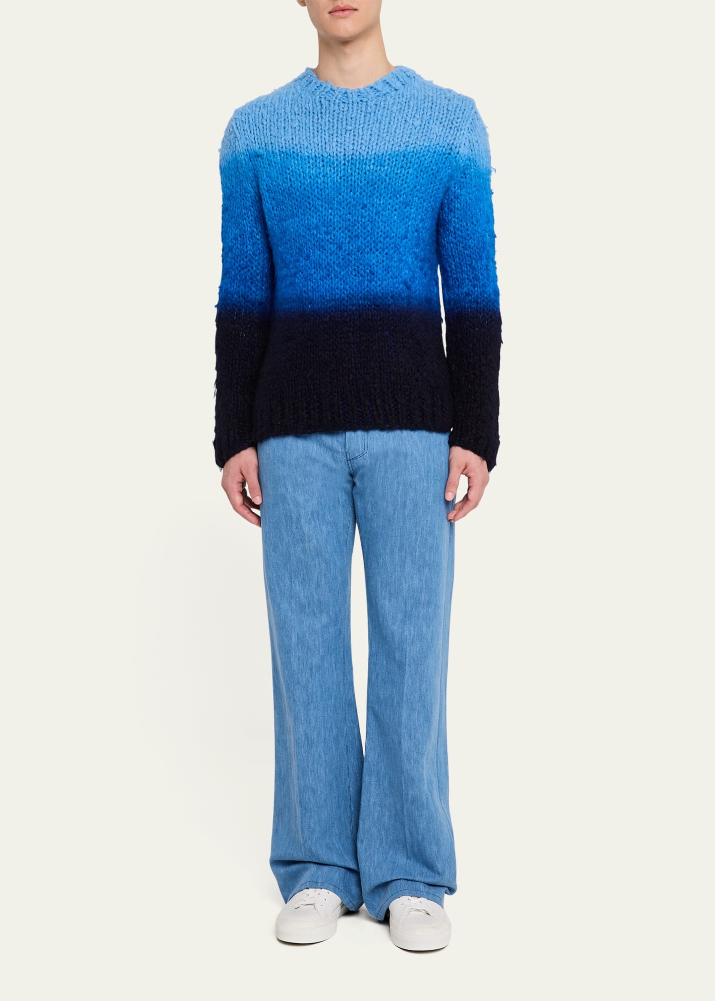Men's Aion Cashmere Dip-Dye Knit Crewneck Sweater - 2