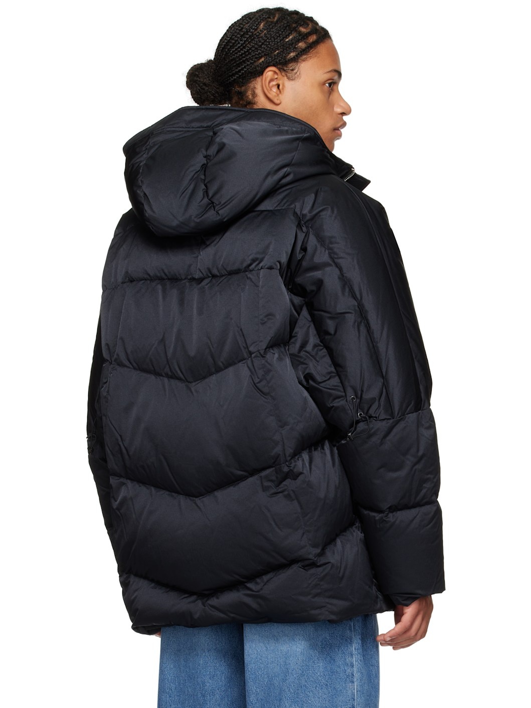 Navy Satin Down Jacket - 3