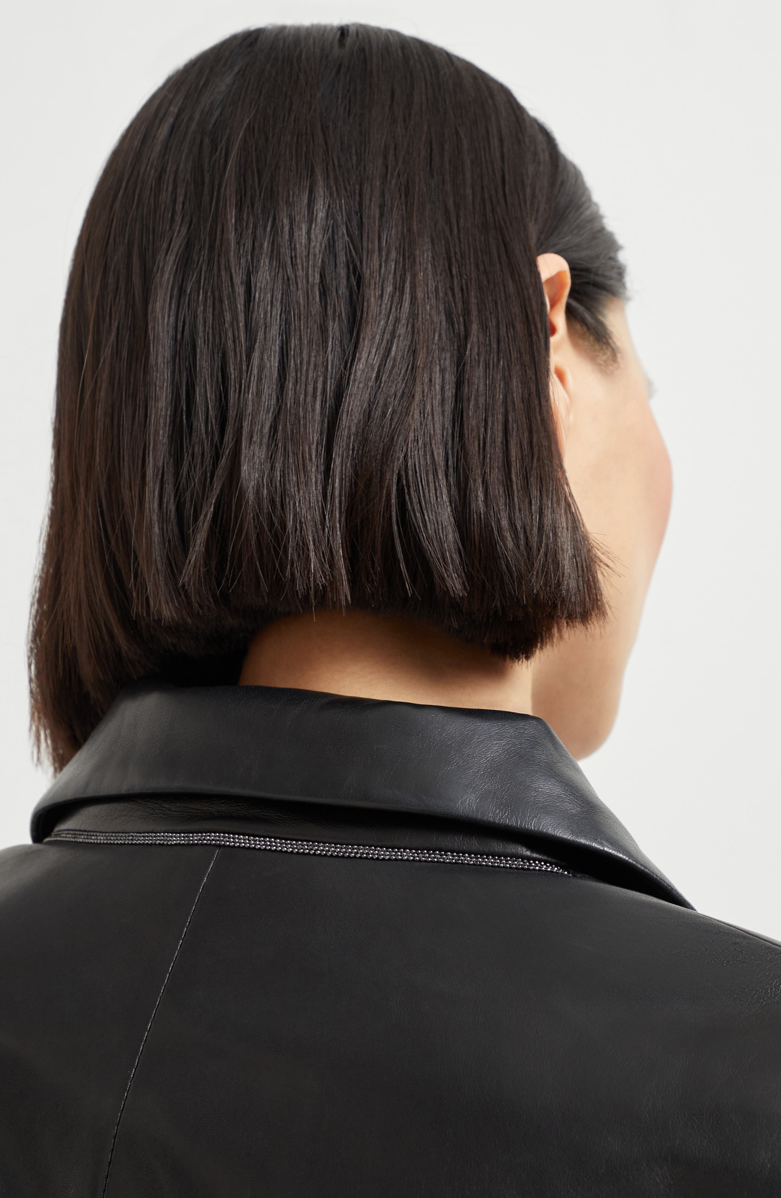Brunello Cucinelli Nappa leather blazer in Black at Nordstrom - 4
