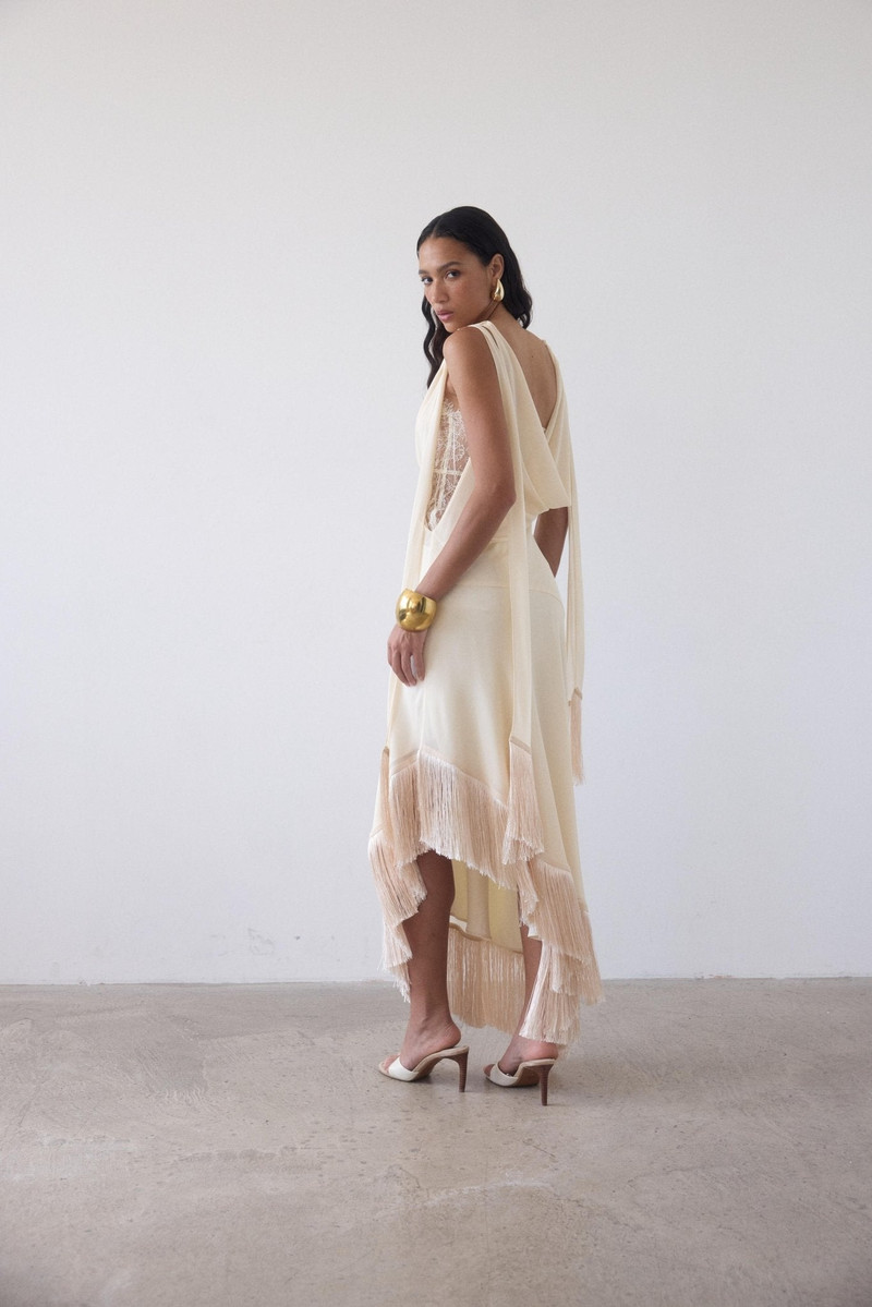 MISTRAL MIDI DRESS IN CREAM CHIFFON & LACE 5