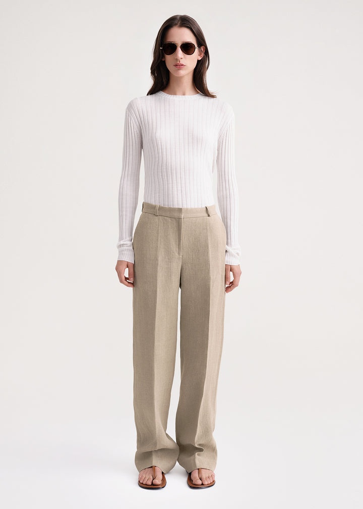 Mid-waist straight trousers wheat mélange - 2