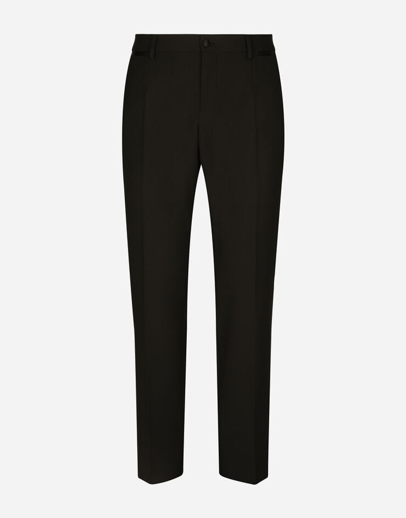 Tailored stretch wool tuxedo pants - 1