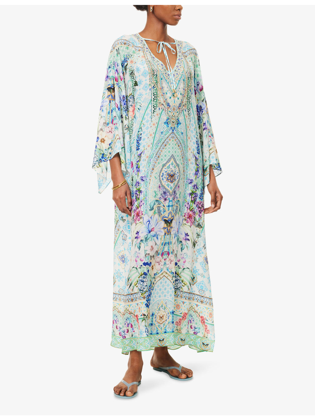 Sunrise In Sintra V-Neck Silk Kaftan - 2