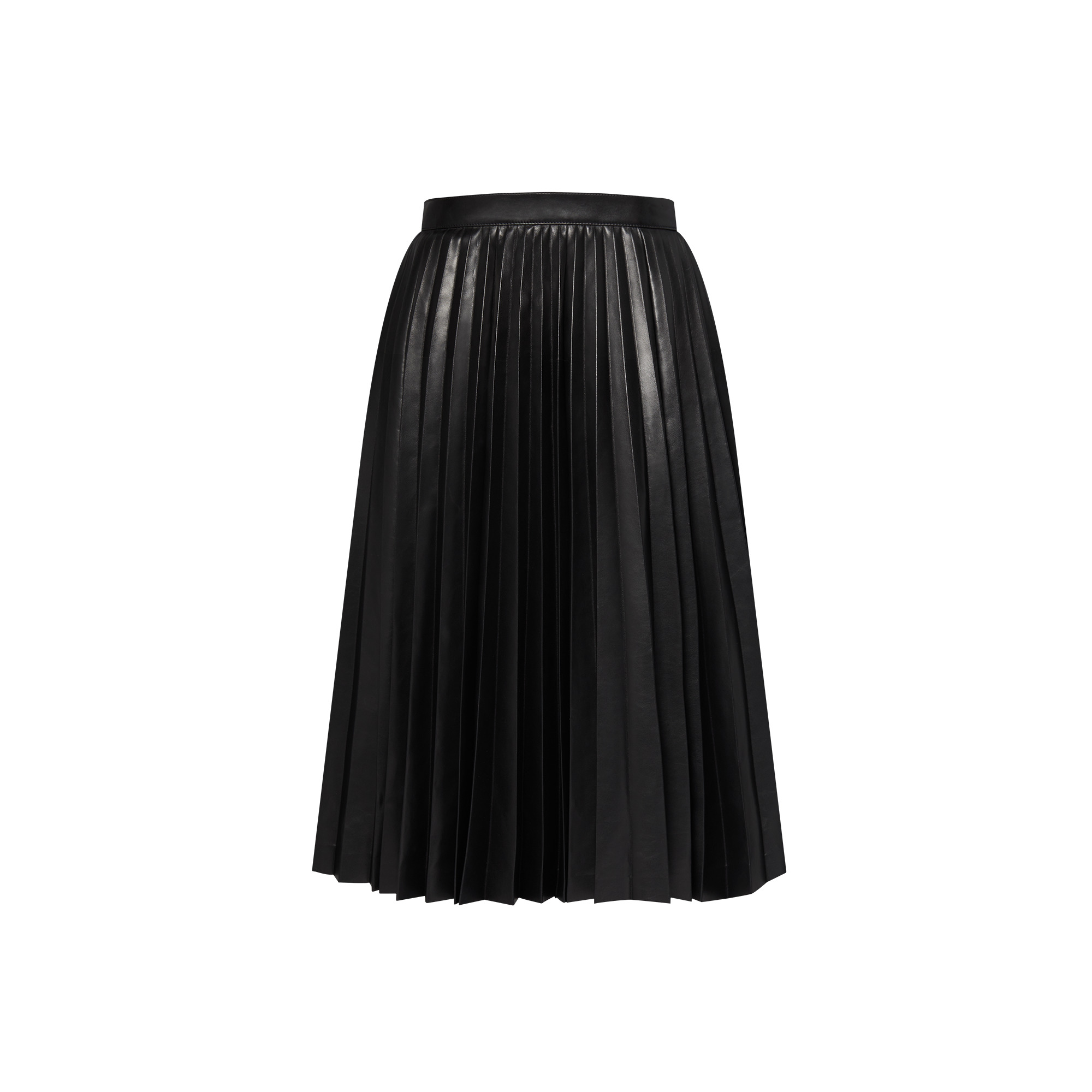 Pleated Leather Midi Skirt - 3