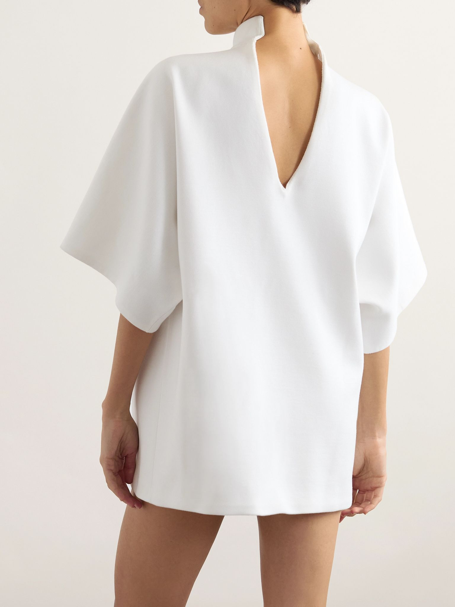 Oversized cotton-ponte turtleneck mini dress White - 3