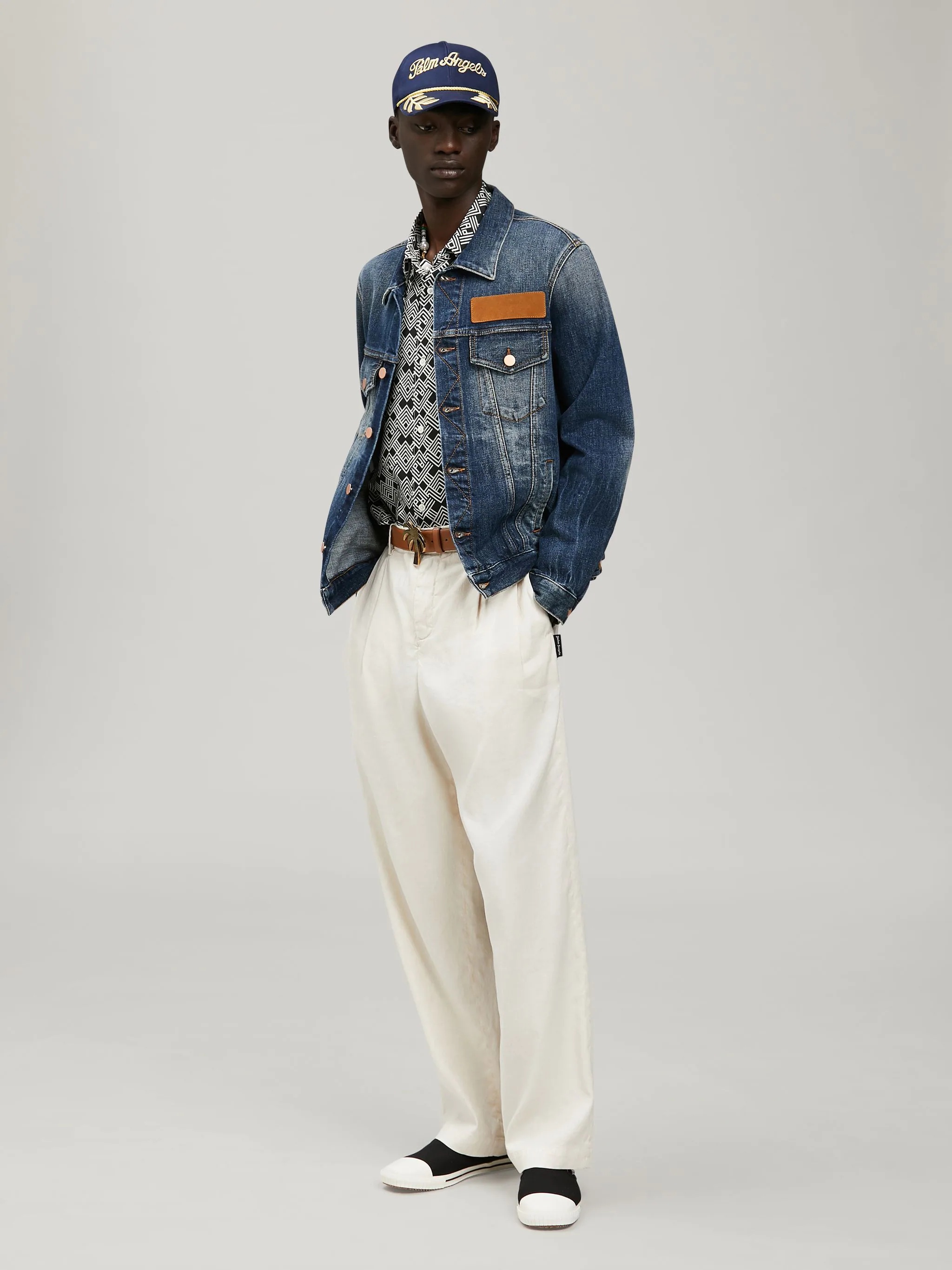 palm logo denim jacket - 2