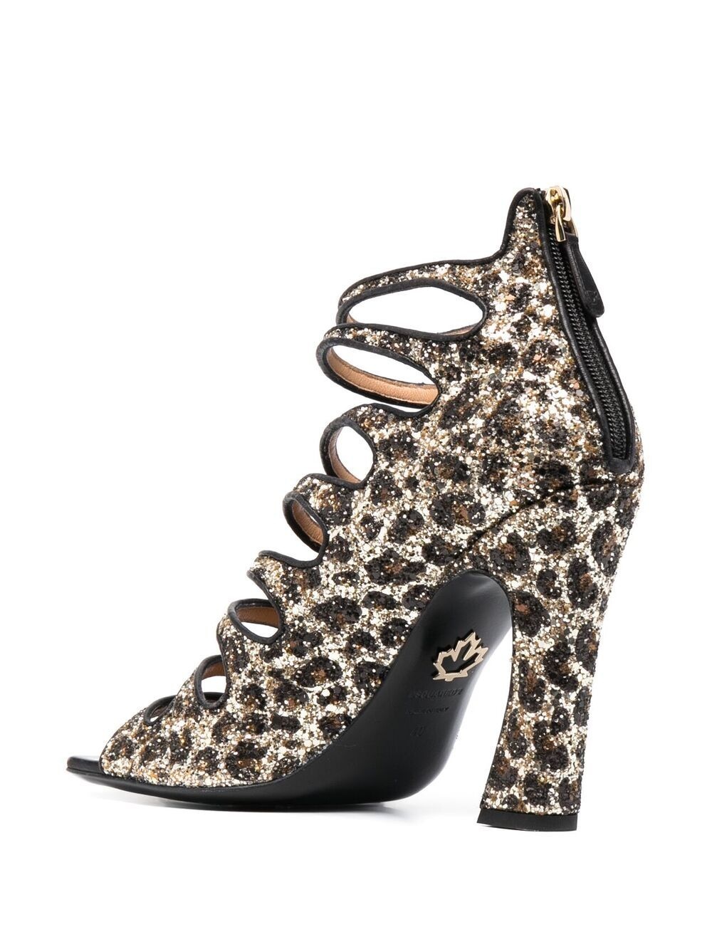 glitter-embellished leopard-print sandals - 3