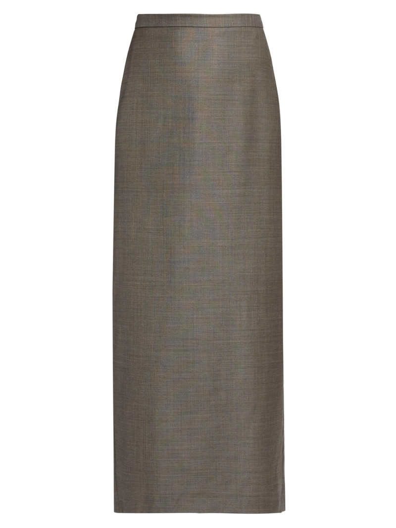 Women's Cara Virgin Wool Pencil Midi-Skirt - Dark Brown Melange 1