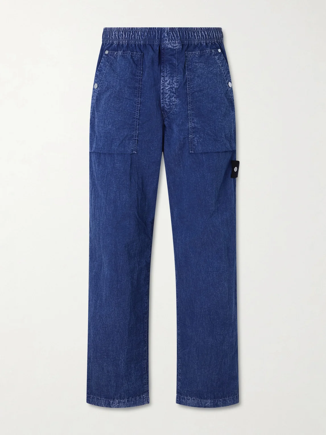 STONE ISLAND DENIM Straight-Leg Logo-Appliquéd Crinkled-Shell Trousers - 1