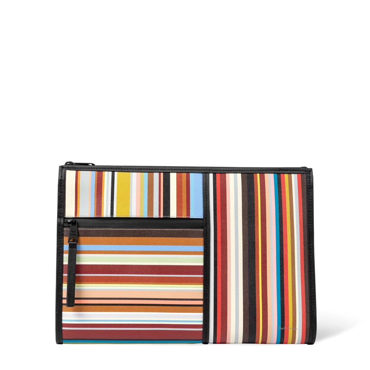 PAUL SMITH LEATHER SIGNATURE STRIPE DOCUMENT CASE - 1