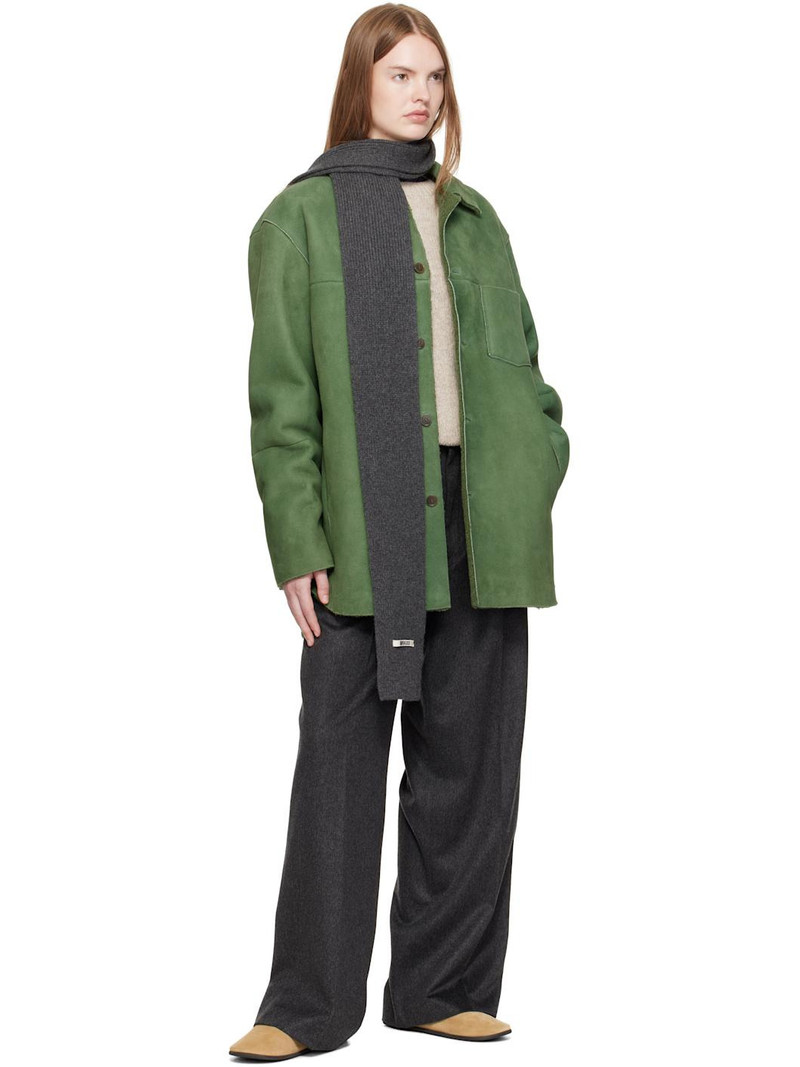 AURALEE Green Merino Mouton Shearling Shirt Jacket outlook