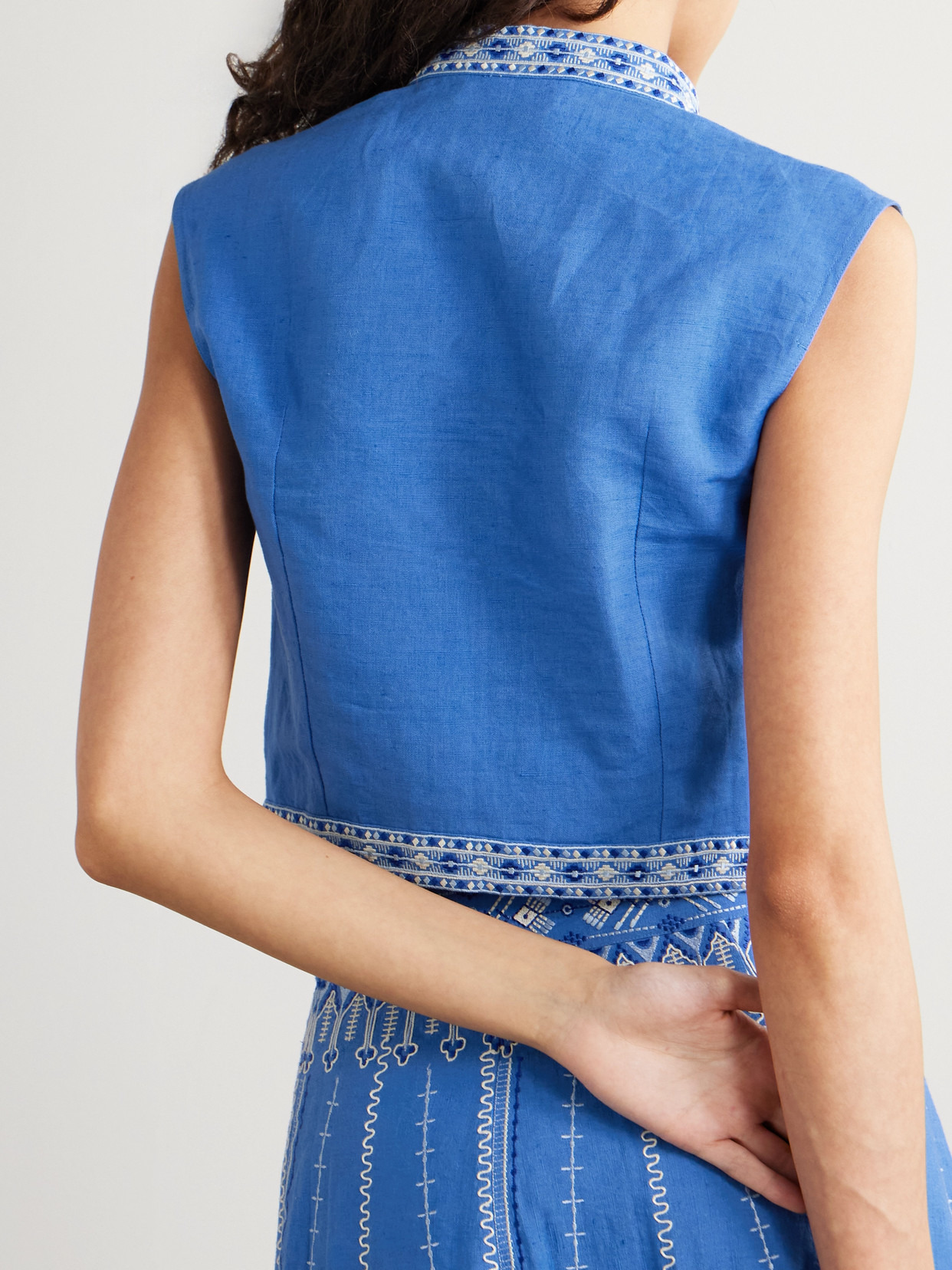 Andorra Cropped Embroidered Linen And Cotton-blend Top - 3