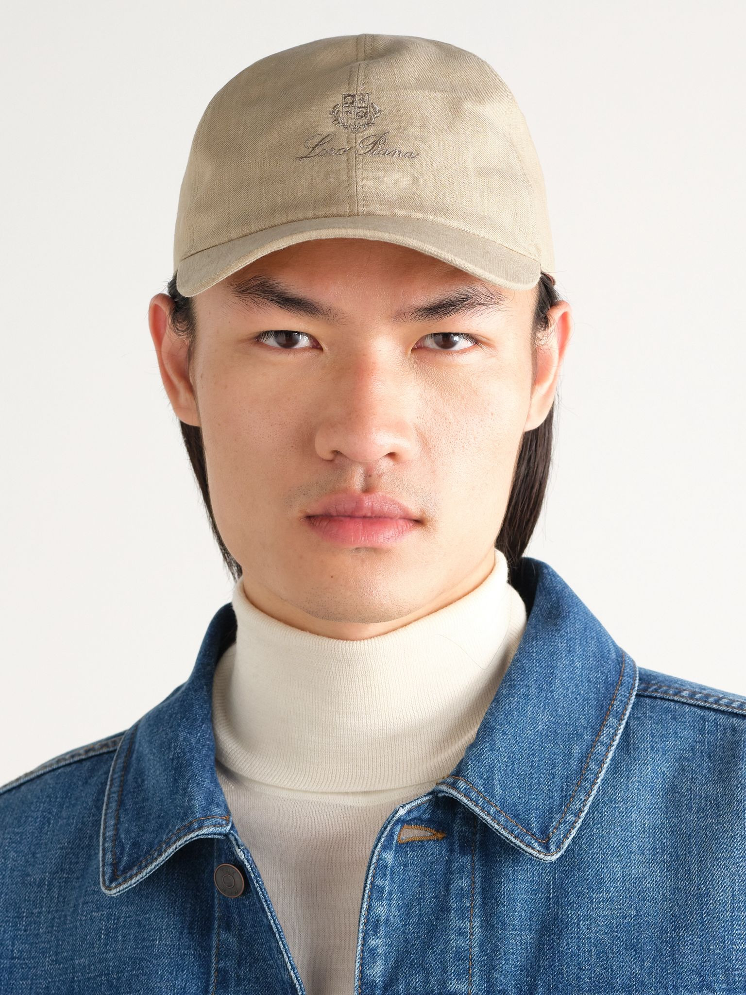 Logo-Embroidered Linen Baseball Cap Beige - 2
