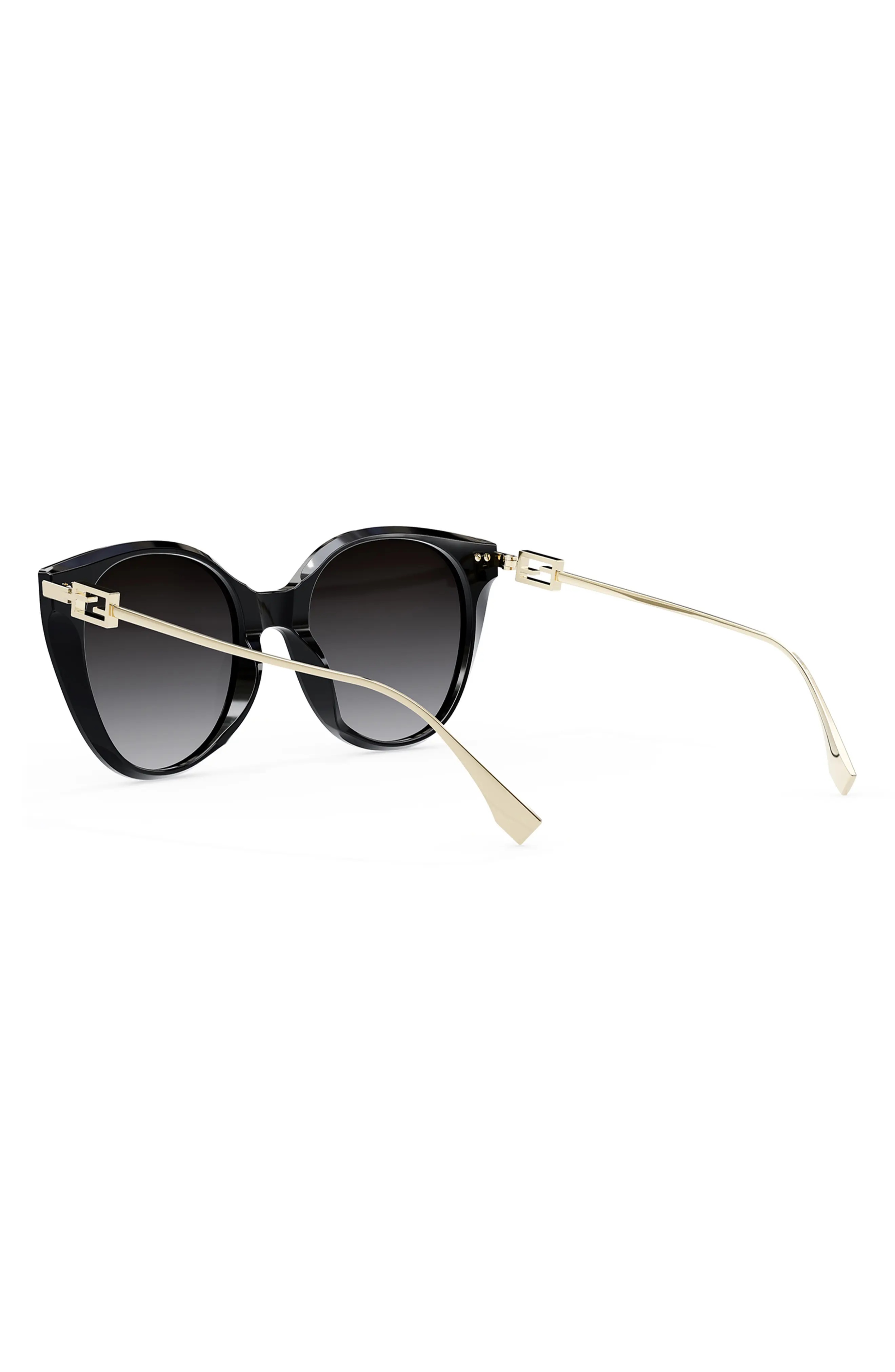 The Fendi Baguette 54mm Round Sunglasses in Shiny Black /Smoke Polarized - 6