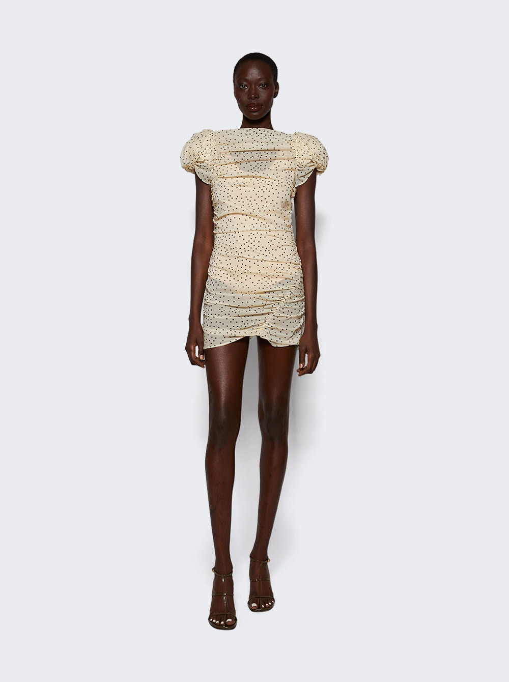 Puff Sleeve Mini Dress Cream - 5