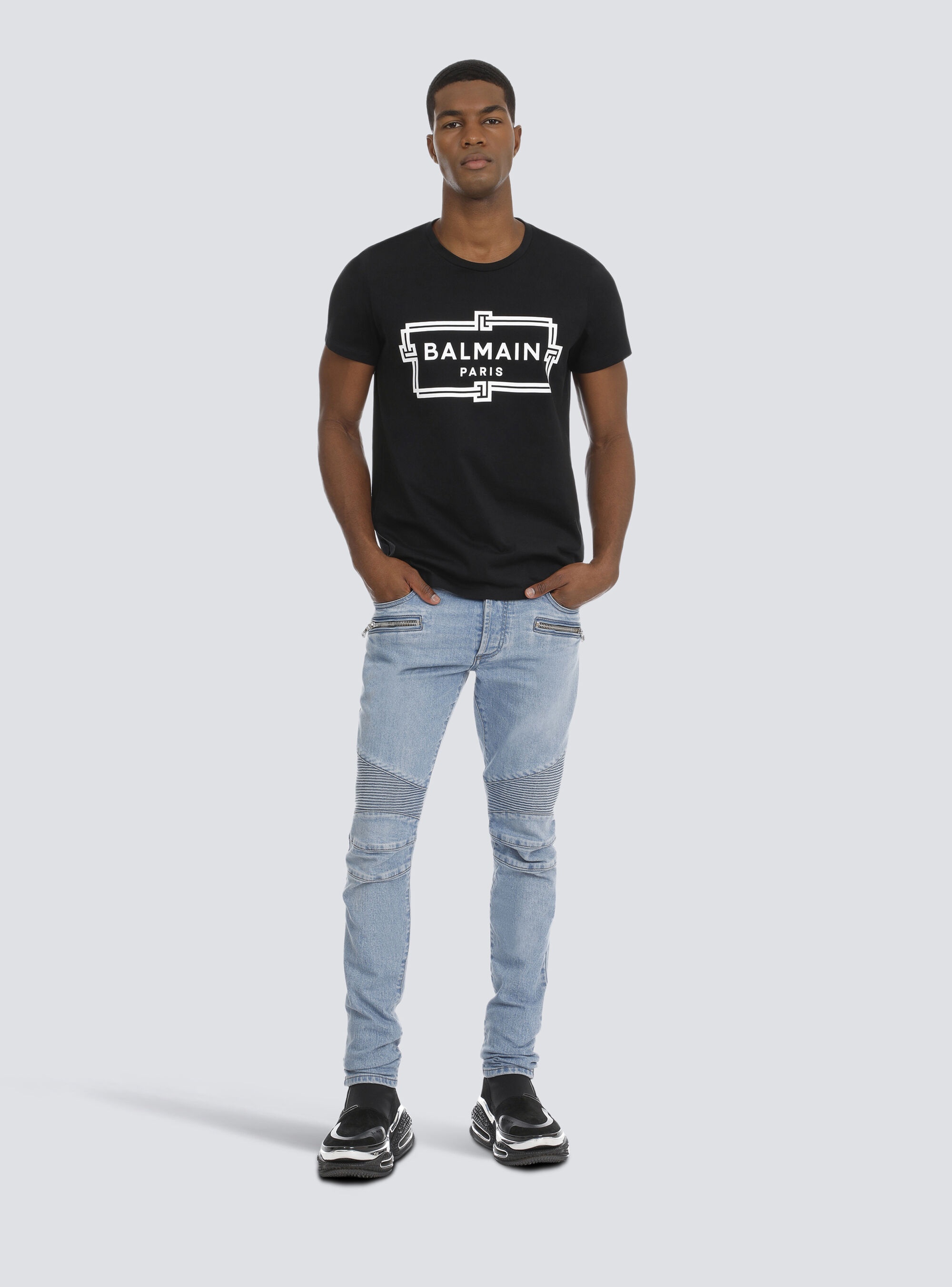 Slim cotton jeans with Balmain monogram - 2