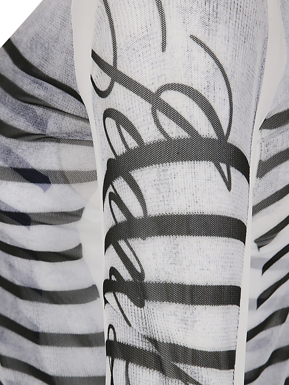 Jean Paul Gaultier Women Spandex And Mesh Longsleeve Top Printed "Feathers Mariniere" - 4