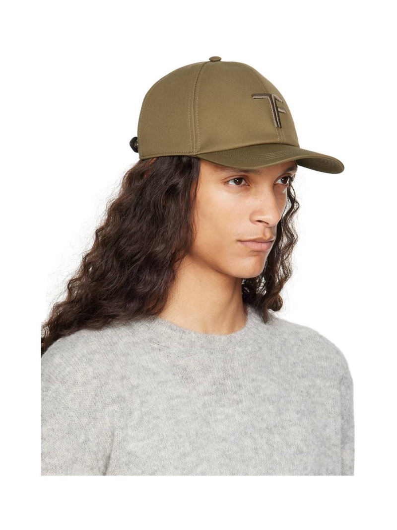 TOM FORD Khaki Canvas & Smooth Leather Cap outlook
