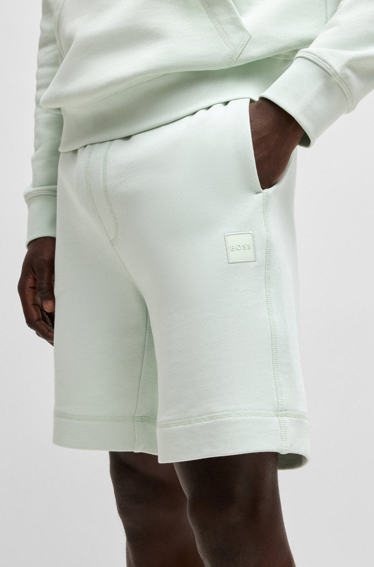 COTTON-TERRY REGULAR-FIT SHORTS WITH LOGO BADGE - 3