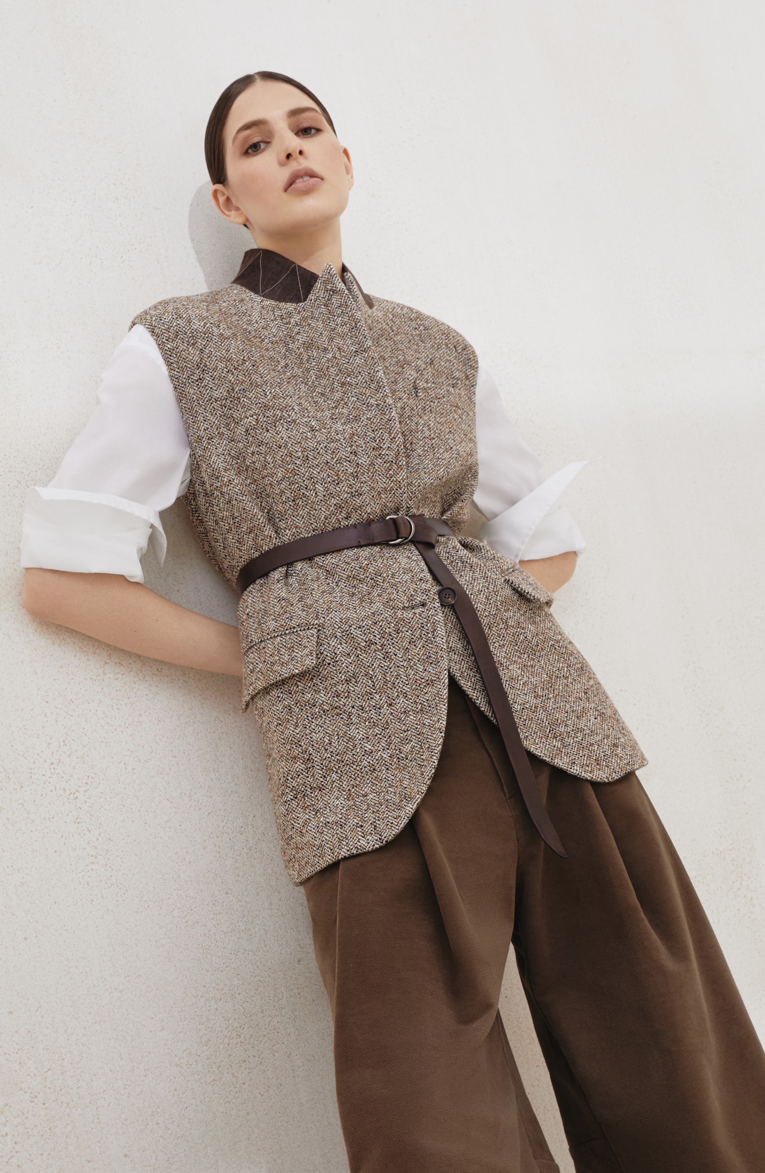 Brunello Cucinelli Flecked chevron vest in Rope at Nordstrom - 5
