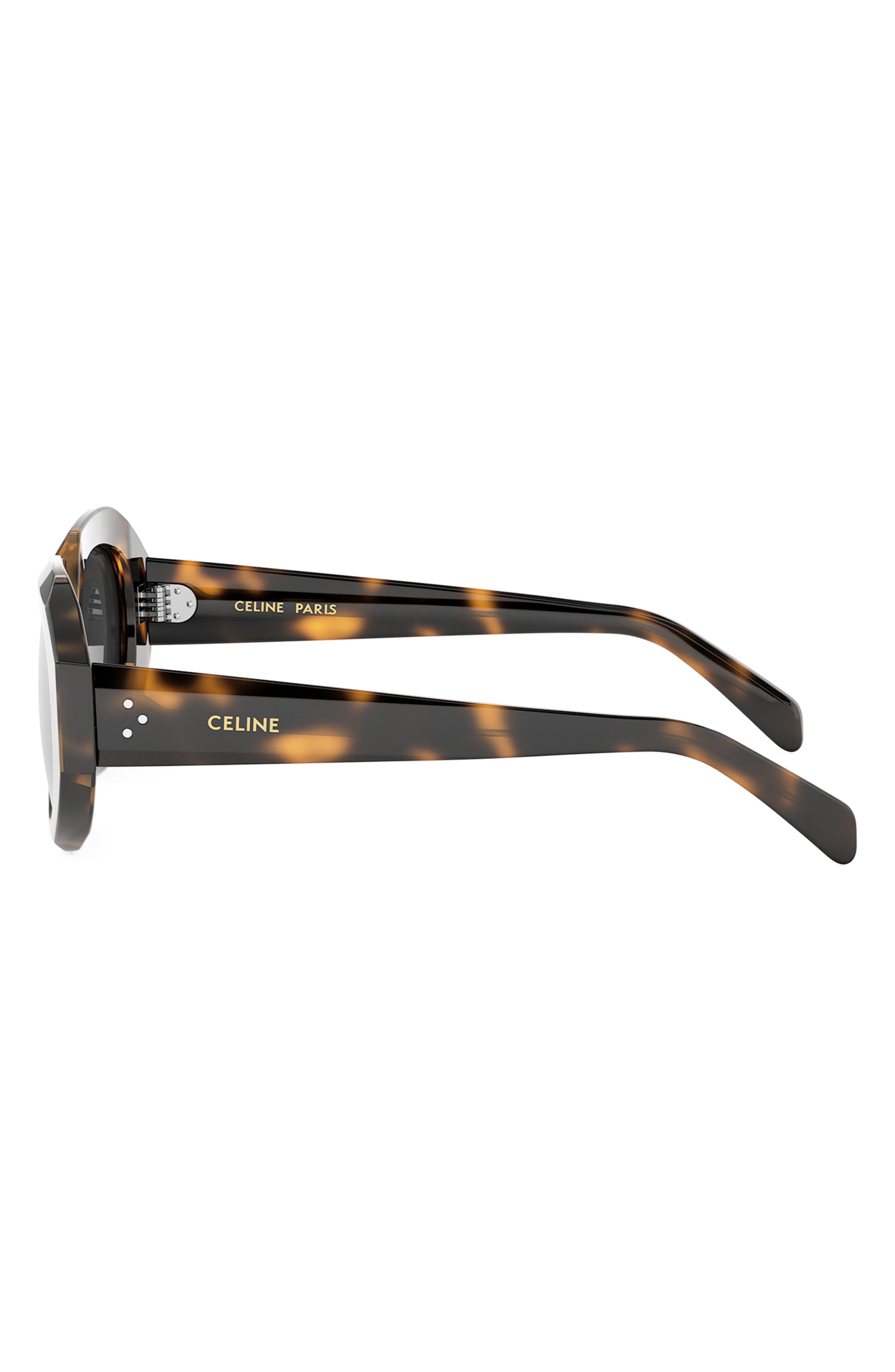 CELINE Bold 3 Dots 52mm Geometric Sunglasses in Blonde Havana /Smoke at Nordstrom - 4