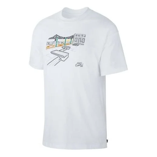 Nike Graffiti Printing Skateboard Short Sleeve White CU0287-100 - 1
