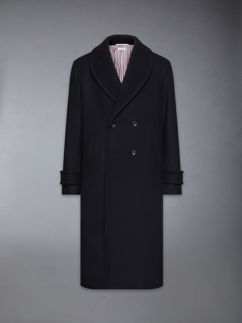 KNIT SHAWL COLLAR MELTON OVERCOAT 1