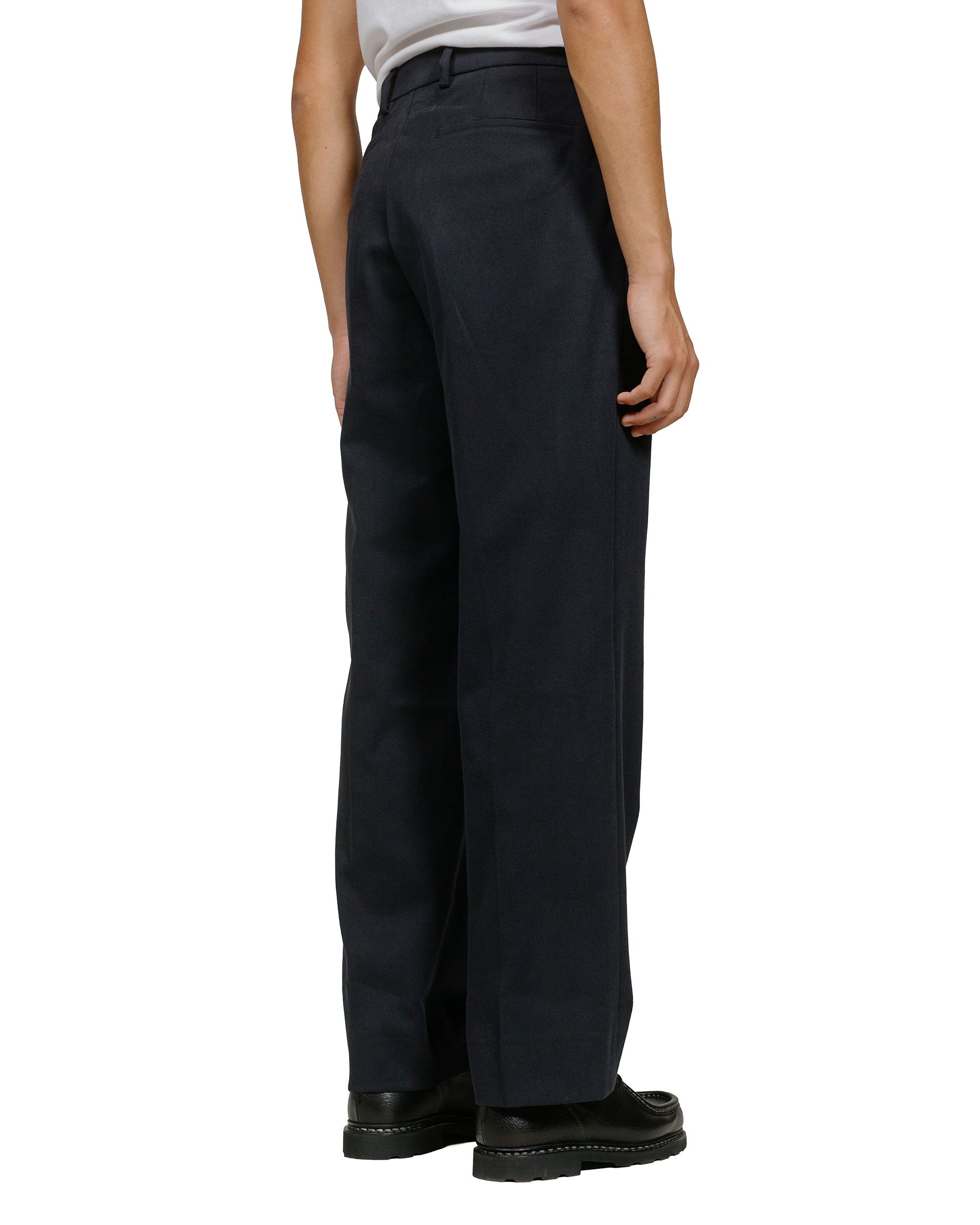 Benn Relaxed Cotton Wool Twill Pleated Trouser Dark Navy - 3