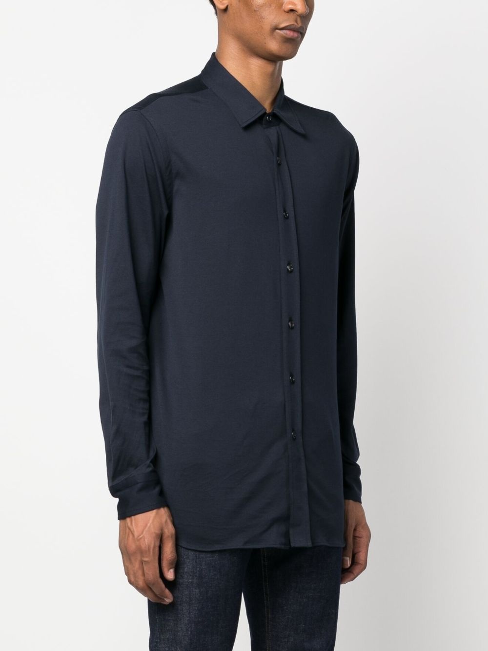 spread-collar cotton shirt - 4