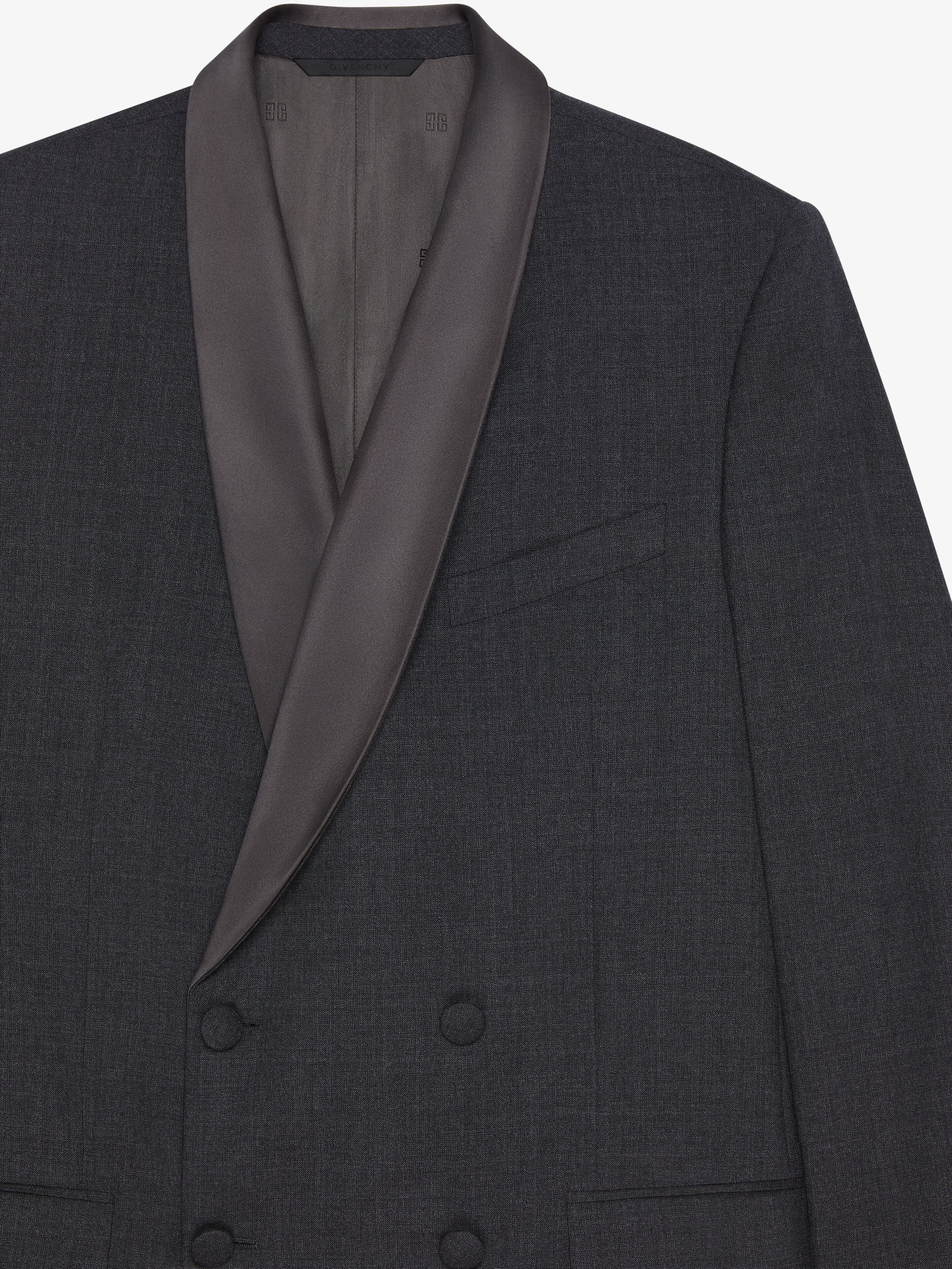 DOUBLE BREASTED JACKET IN WOOL WITH SATIN SHAWL LAPEL - 5