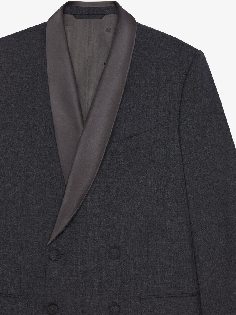 DOUBLE BREASTED JACKET IN WOOL WITH SATIN SHAWL LAPEL 5
