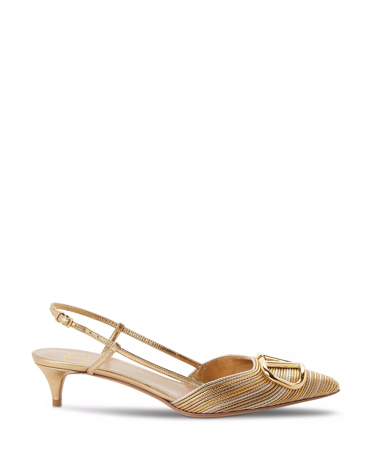 Women's Pointed Toe Logo Kitten Heel Slingback Pumps - 3