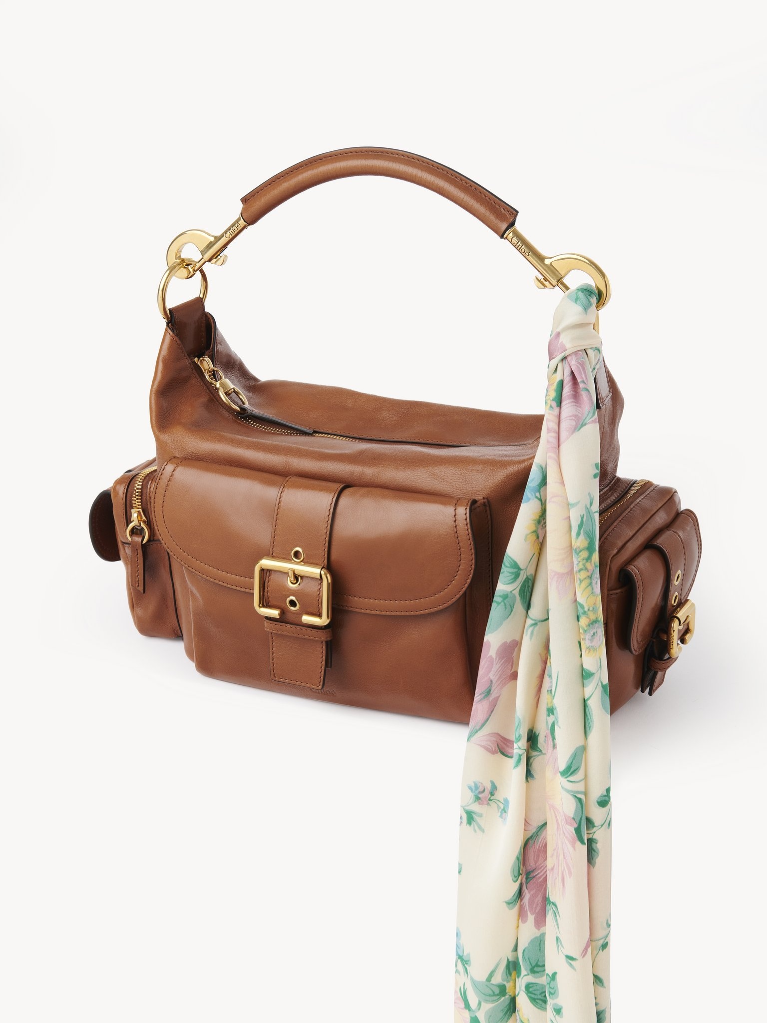 THE CHLOÉ PEONIES WIDE BANDEAU SCARF IN SILK CHARMEUSE - 4