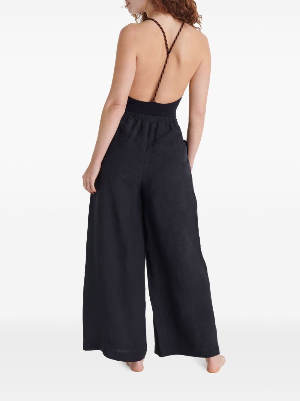 linen wide-leg trousers - 3