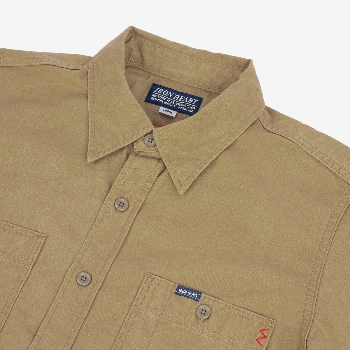IHSH-393-KHA 7oz Fatigue Cloth Short Sleeved Work Shirt - Khaki - 14