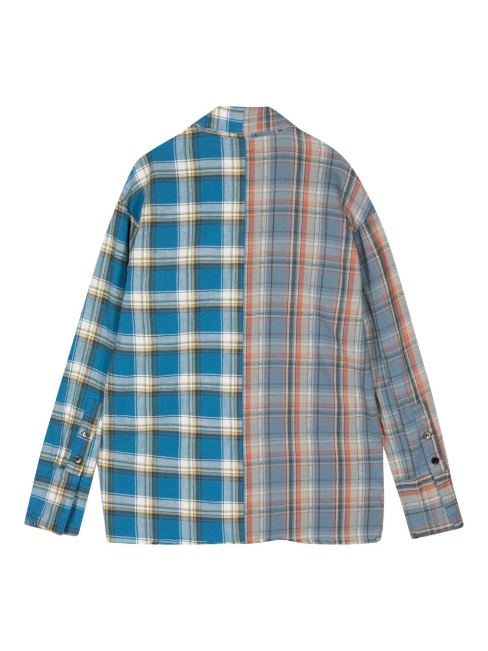 plaid patchwork shirt - 2