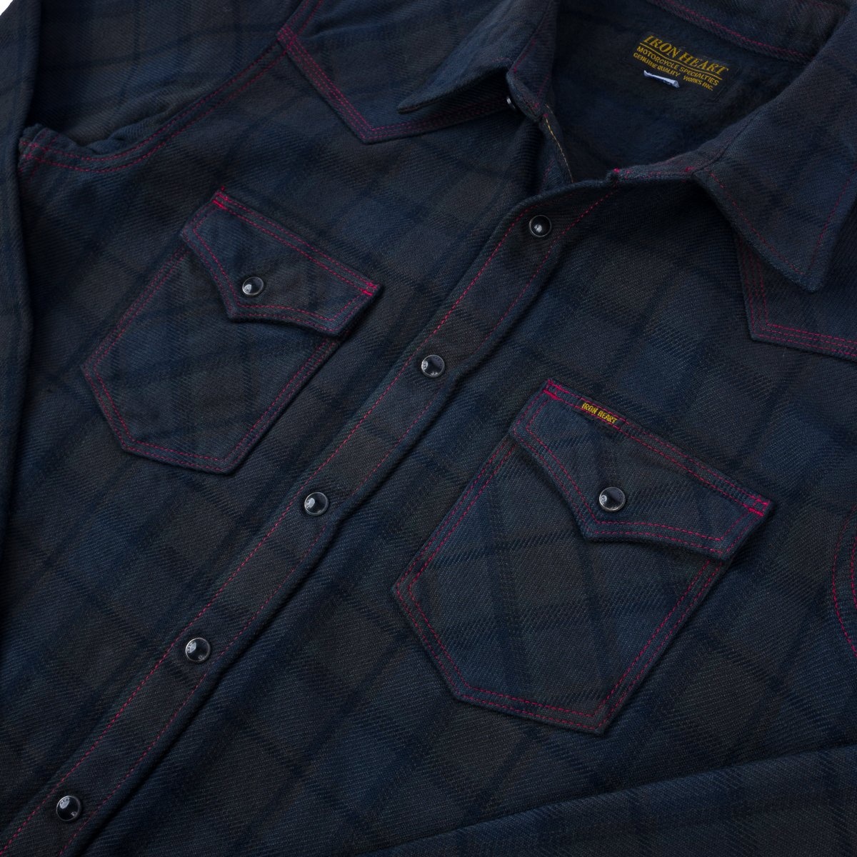 IHSH-340-OD Ultra Heavy Flannel Classic Check Western Shirt - Red Overdyed Black - 8
