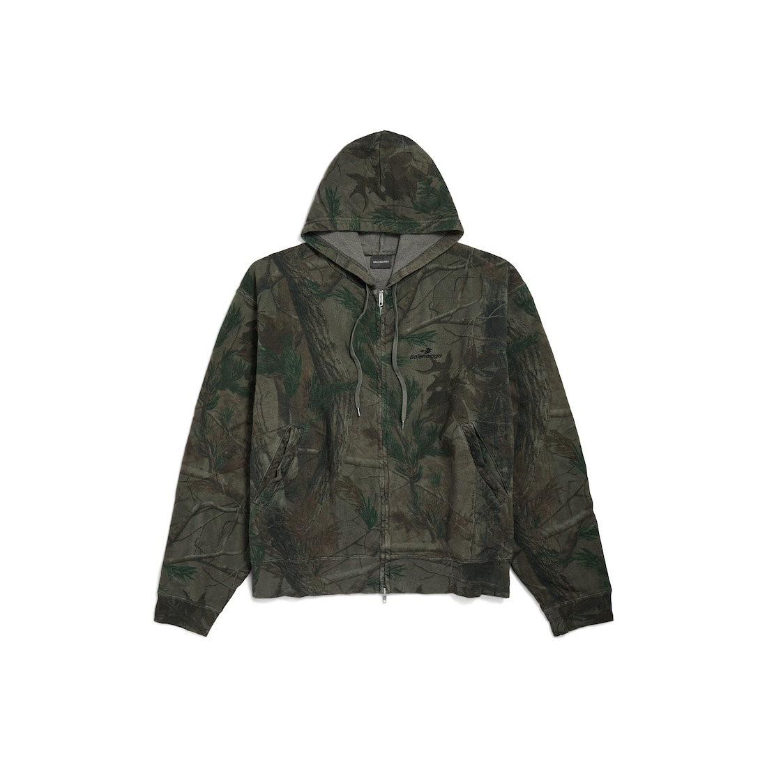Men's Diamond B Oversized Zip-up Hoodie in Forest Green - 1