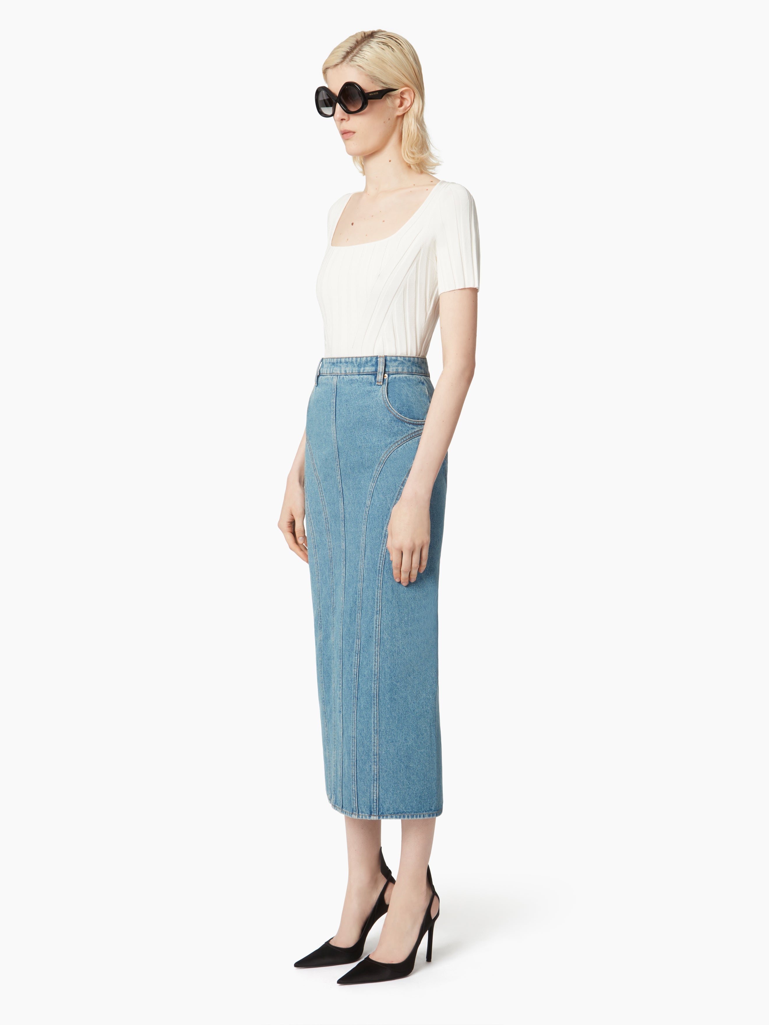 DENIM SKIRT WITH COUTURE DETAILS - 2